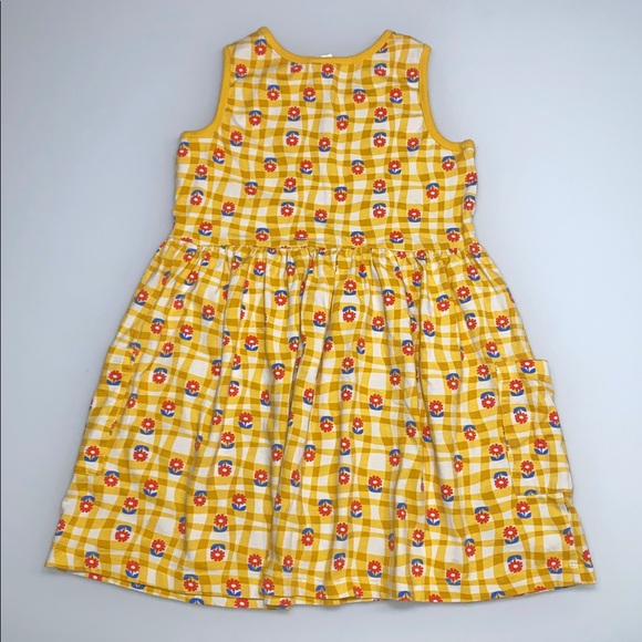 Hanna Andersson yellow wavy daisy sleeveless pocket dress sz8 - Picture 3 of 5